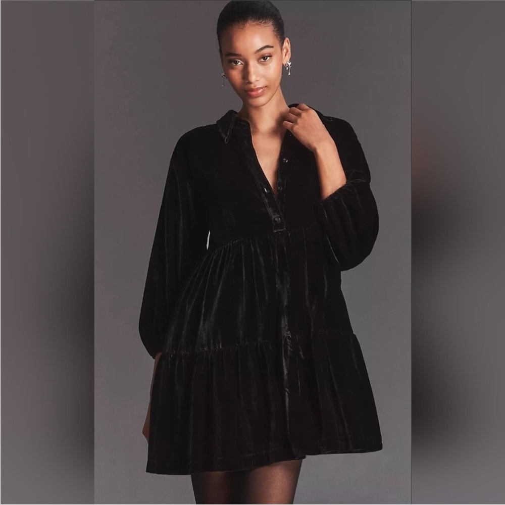 Anthropologie The @loverlygrey Bettina Corduroy Mini Shirt Dress by Maeve